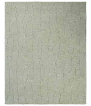 Earthy Neutral Custom Made Hand Tufted Multi Size Woolen Modern Ivory and Beige Area Rug
