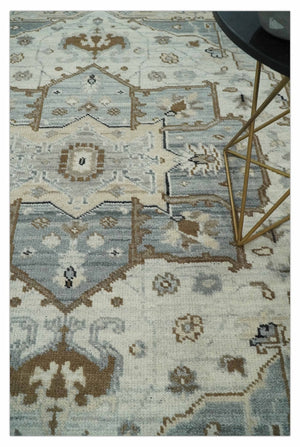 Earthy Neutral Custom Made Ivory, Beige and Silver Traditional Hand Knotted Wool Area Rug