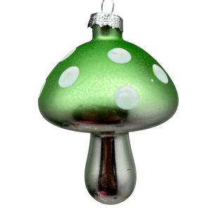 Green  Glow-In-The-Dark Glass Mushroom Ornament