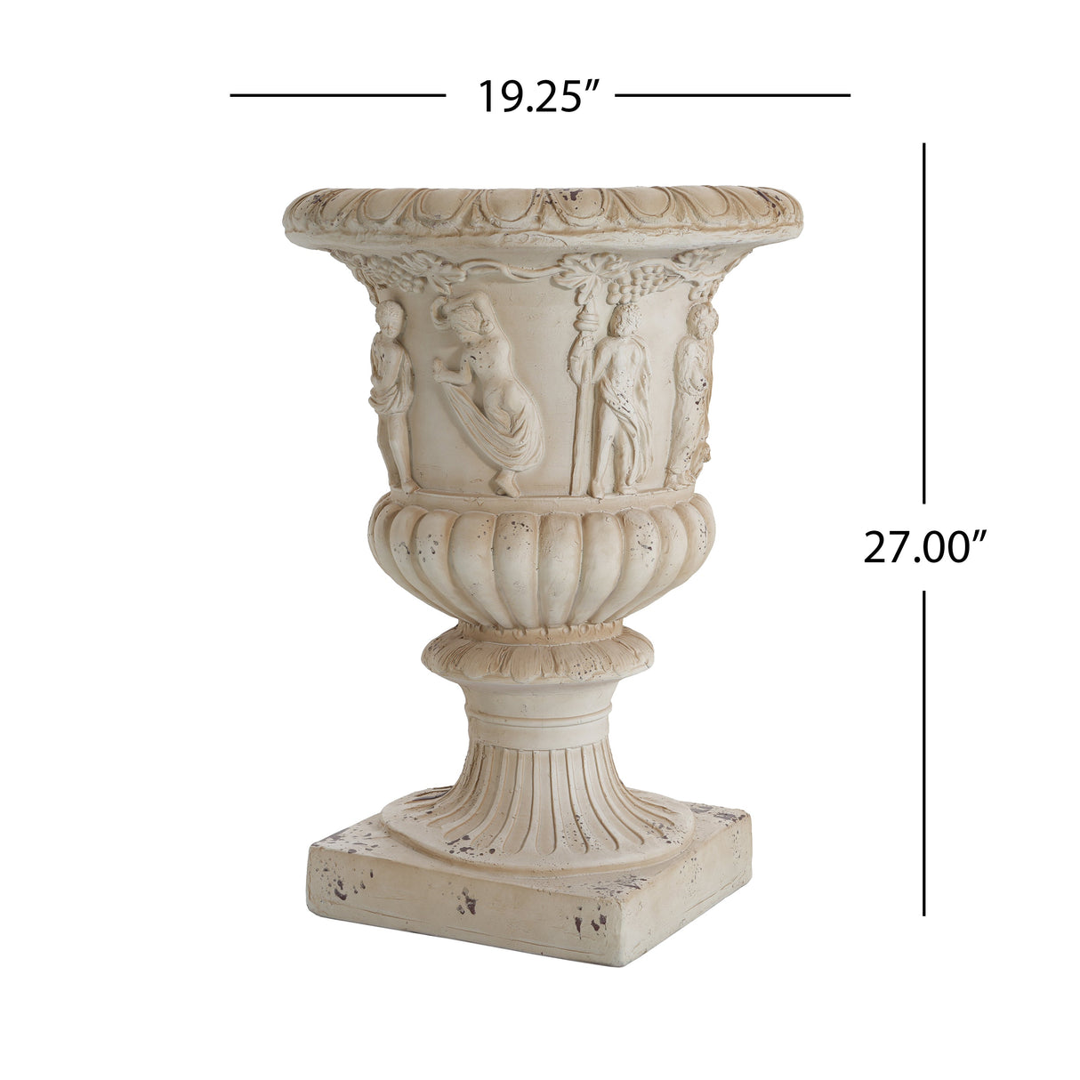 MGO Garden Urn, Antique White, 27" H