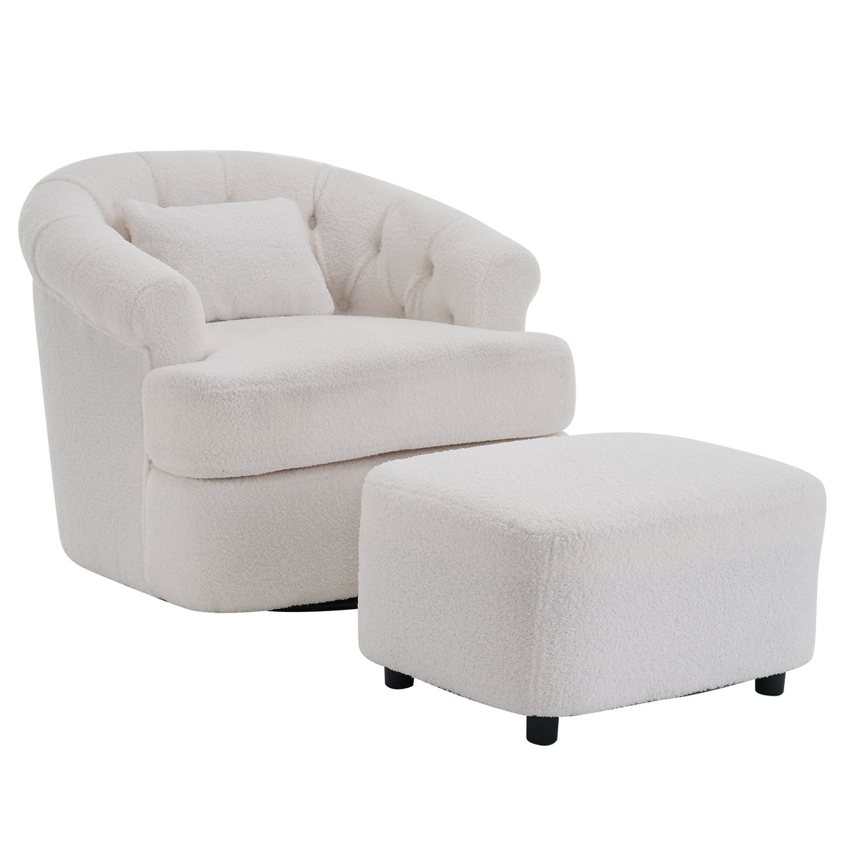 Swivel Barrel Chair with Ottoman
