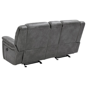 Conrad Upholstered Padded Arm Glider Loveseat Grey