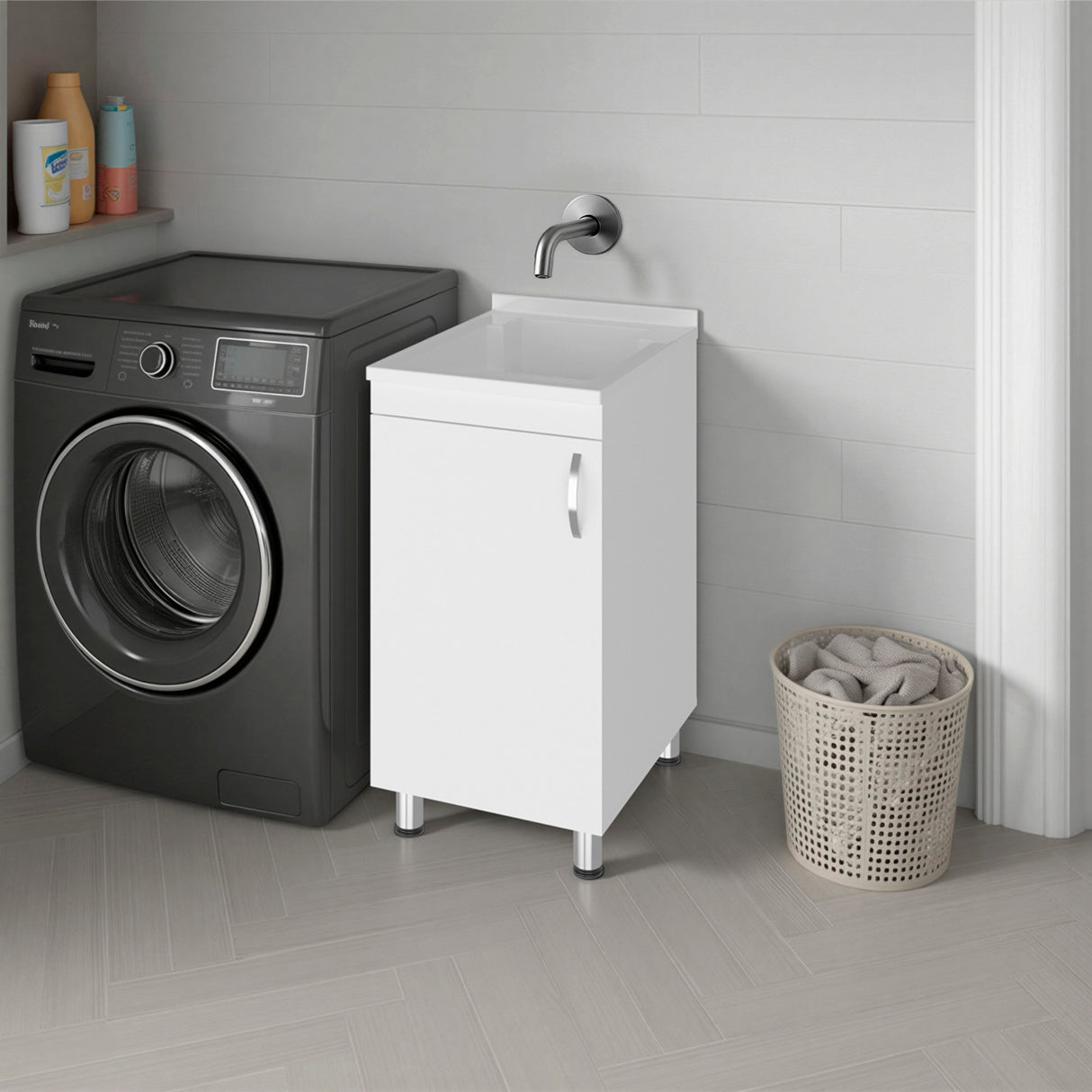 Darwin Freestanding Utility Tub and Sink Cabinet with One Door
