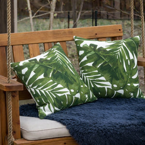 2 Pack Outdoor Throw Pillows, Waterproof & Fade-Resistant (18x18 Inch, Green Leaf)