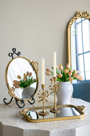 Set of 2 Vintage Gold Candle Holders