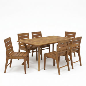 7 Piece Outdoor Acacia Wood Dining Set