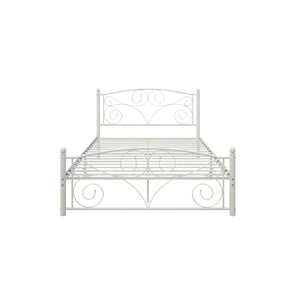 Queen Size Unique Flower Sturdy System Metal Bed Frame with Headboard and Footboard