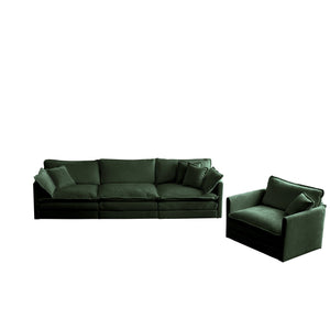 2-Piece Upholstered Sectional Sofa Set in Green Chenille