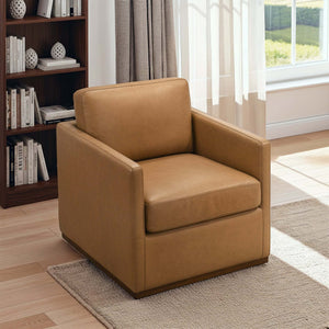 Darien Tan Leather Swivel Chair