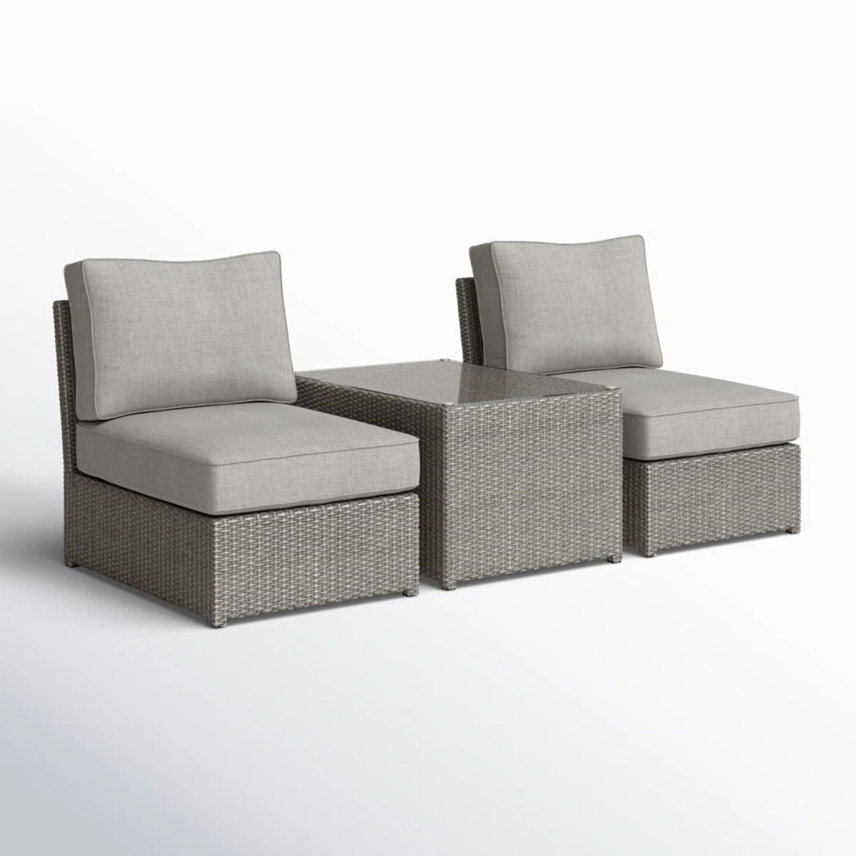 Modern Wicker Outdoor Seating Set with Cushions - Dark Brown or Dark Gray