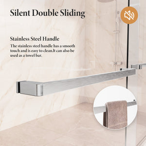 50-54"W x 70"H Semi-Frameless Double Sliding Shower Door