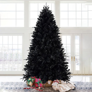6-Foot Pre-Lit Black Christmas Tree with 350 LED Lights - Black