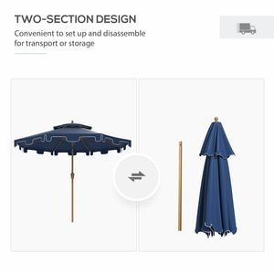 Outsunny 9' Patio Umbrella with Push Button Tilt and Crank