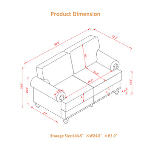 59.5" Modern Classic Design Loveseat Leather Couch