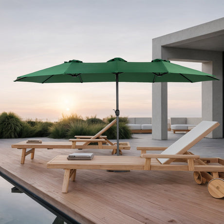 14.8 ft double sided outdoor umbrella rectangular large with crank
