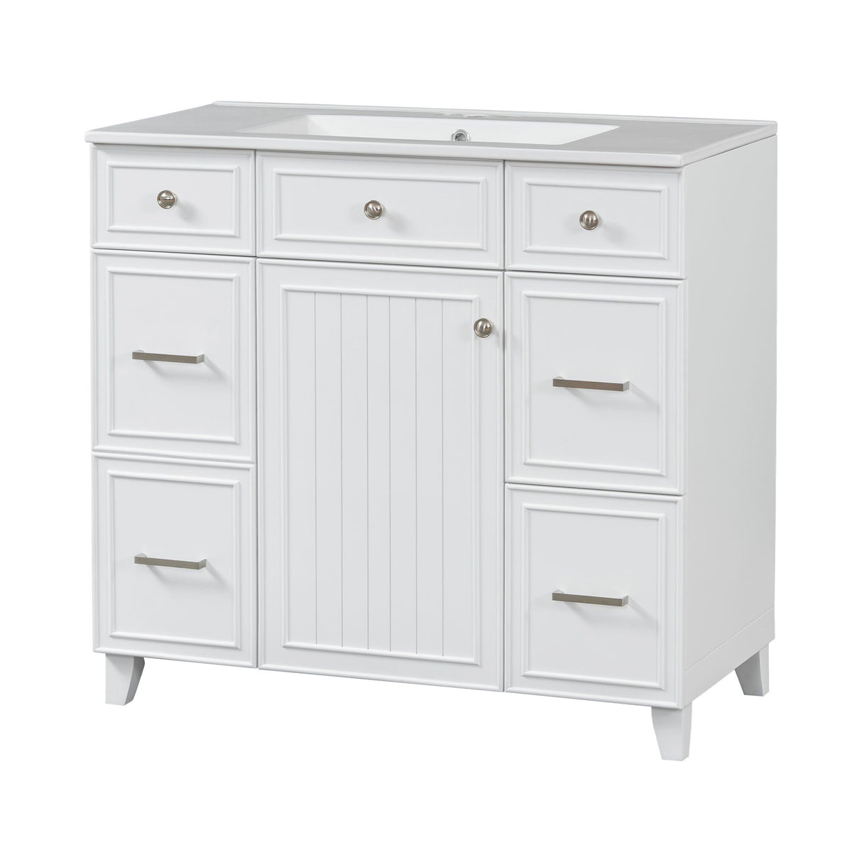 Bathroom Vanity With Ceramic Sink, Soft Close Doors, Adjustable Shelves