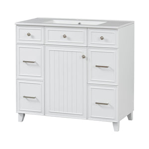 Bathroom Vanity With Ceramic Sink, Soft Close Doors, Adjustable Shelves