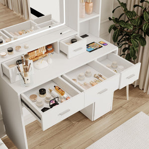40.95" Newly Designed Smart Mirror Dressing Table With Drawers And Storage Cabinet, Dressing Table With Dressing Pad For Bedroom, Dressing Room