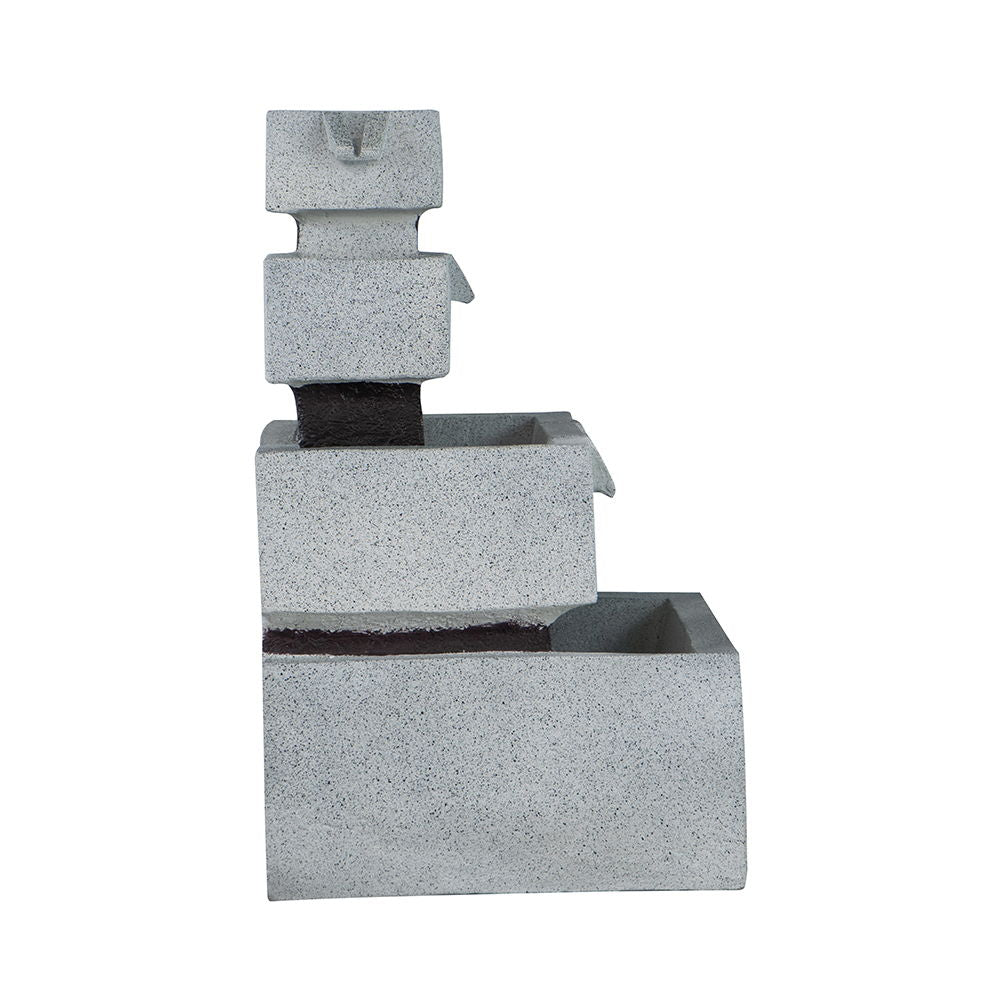 Decorative 4 Tier Block Fountain With Light for Indoor and Outdoor - Black / Gray