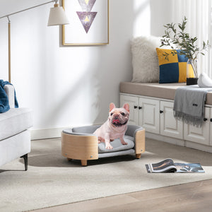 Scandinavian Style Elevated Dog Bed Pet Sofa With Solid Wood Legs
