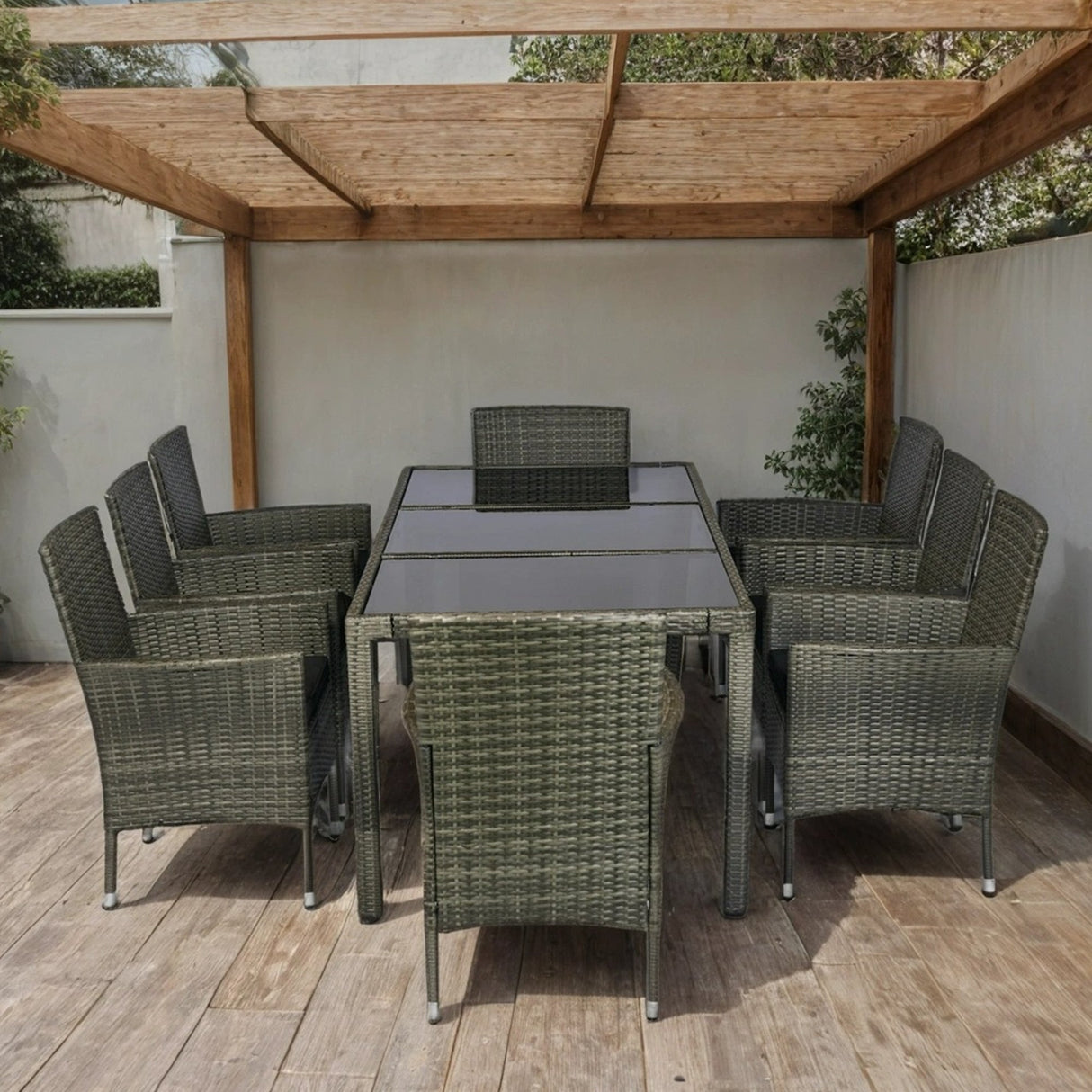 9 Piece Outdoor Patio Wicker Dining Set