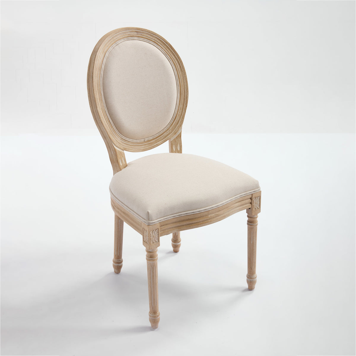 French Country Dining Chairs Set of 2 with Upholstered Round Back