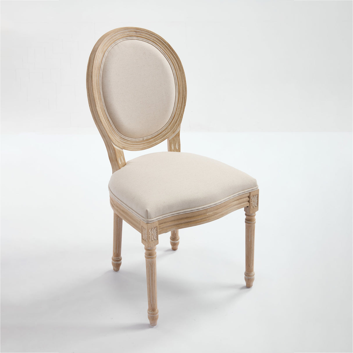 French Country Dining Chairs Set of 2 with Upholstered Round Back