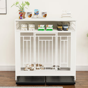 43.3 Inch Wooden Dog Crate Furniture with Divider and Storage