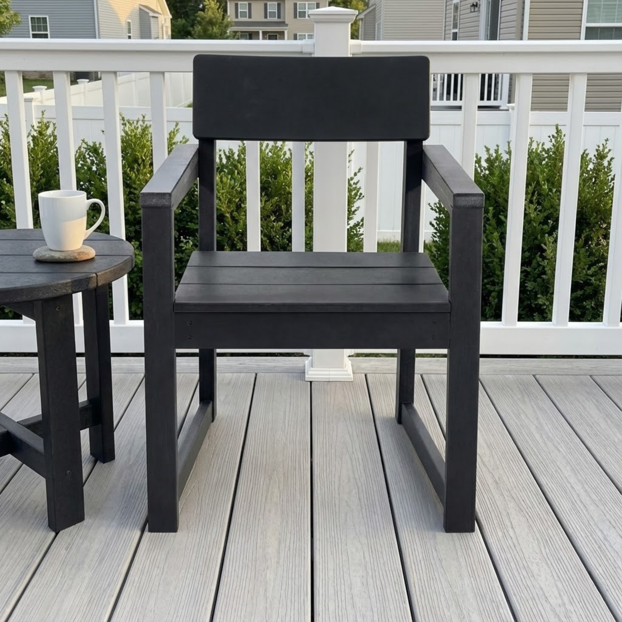 Black HDPE outdoor & garden Armchairs with  backres Modernist Designt chairs