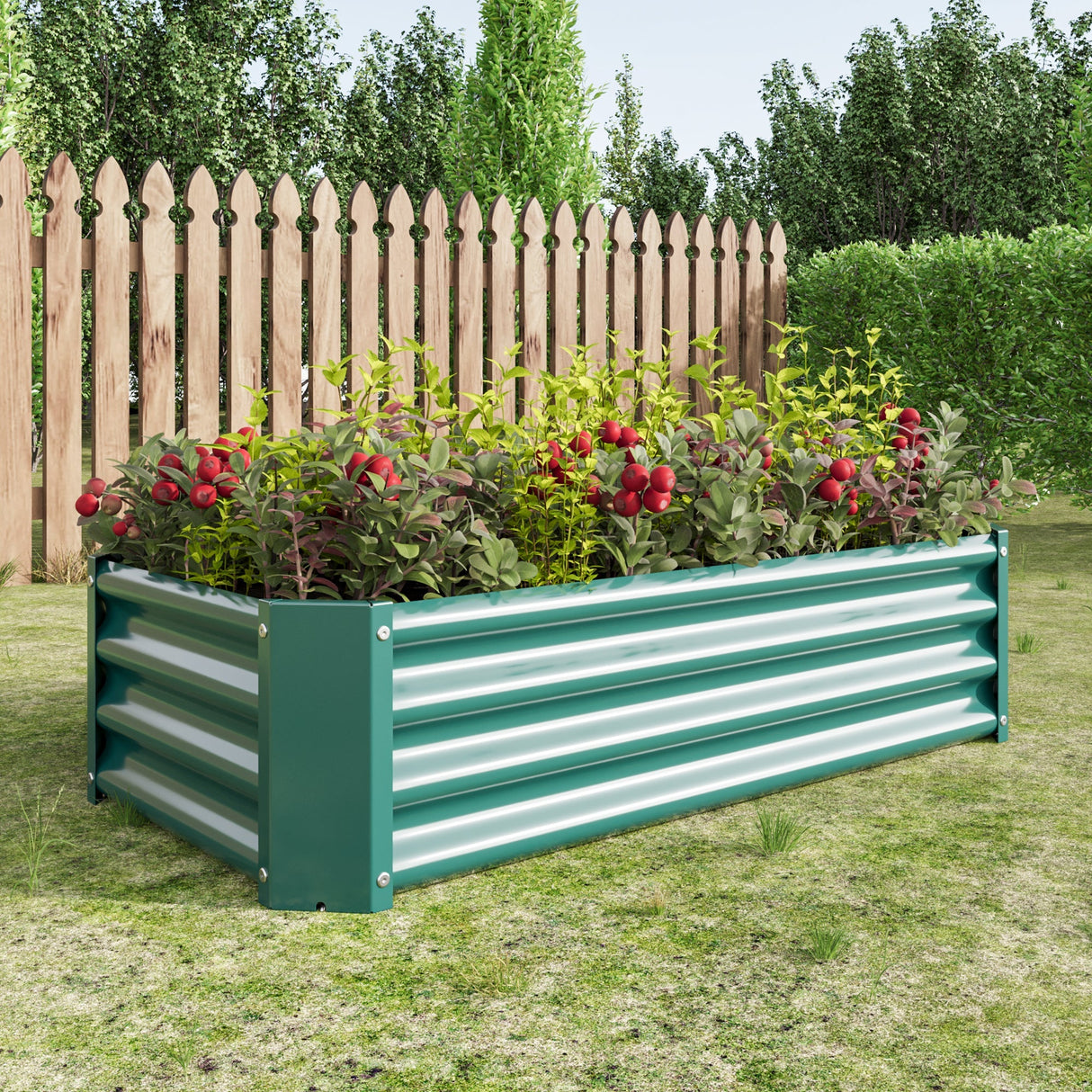 Metal Raised Garden Bed, Rectangle Raised Planter 4×2×1ft