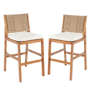 Outdoor Acacia Wood Bar Stools (Set of 2)