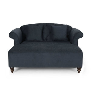 Upholstered Chaise Lounge with Scroll Arms & Pillows - Dark Gray or Dark Brown