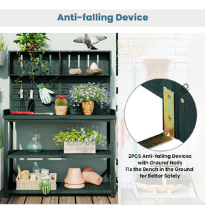 TOPMAX 65' Large Wooden Farmhouse Rustic Outdoor Potting Bench Table