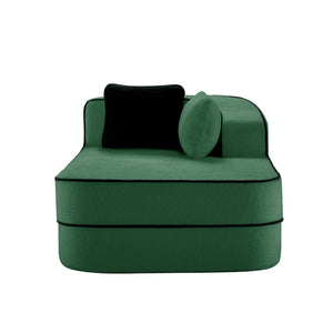 ELYSEES Right Chaise Sofa W/Pillows Teddy Fabric - Green