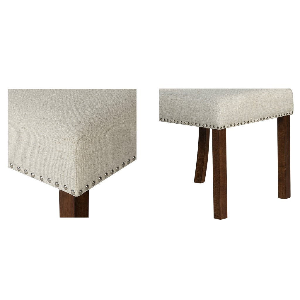 Upholstered Dining Chair with Nailhead Trim and Rolled Back, Set of 2