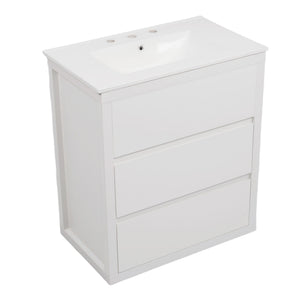 Freestanding Bathroom Vanity With Ceramic Sink, 2 Full Extension Drawers