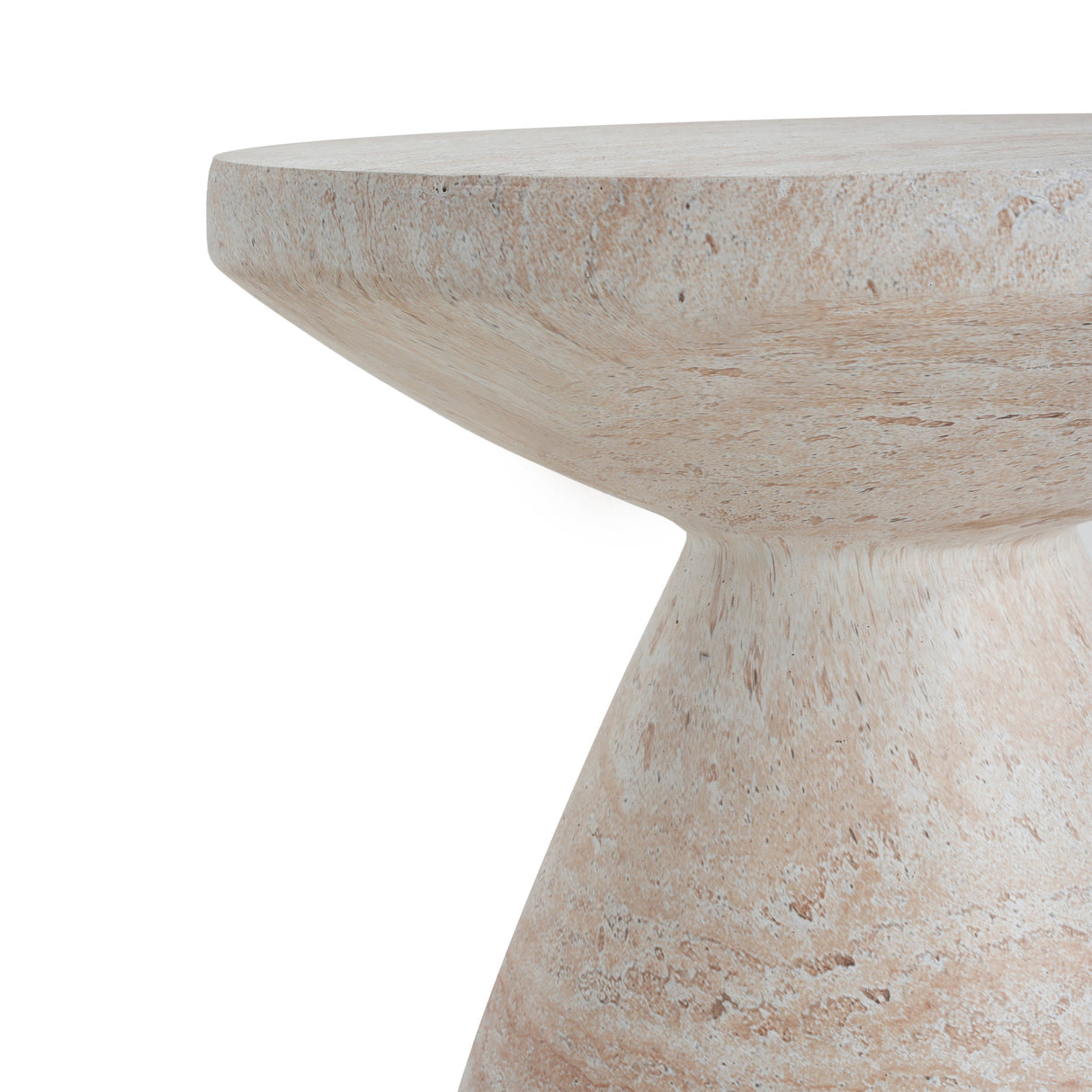 Elegant Travertine Finish Indoor/Outdoor Lightweight Concrete Side Table
