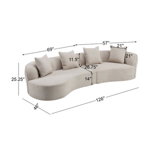 126" Curved Sectional Sofa (Almond-D28 Full Foam)
