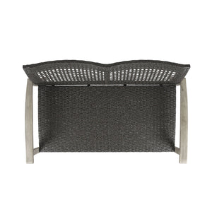 Hampton - Outdoor Wood And Wicker Loveseat - Gray
