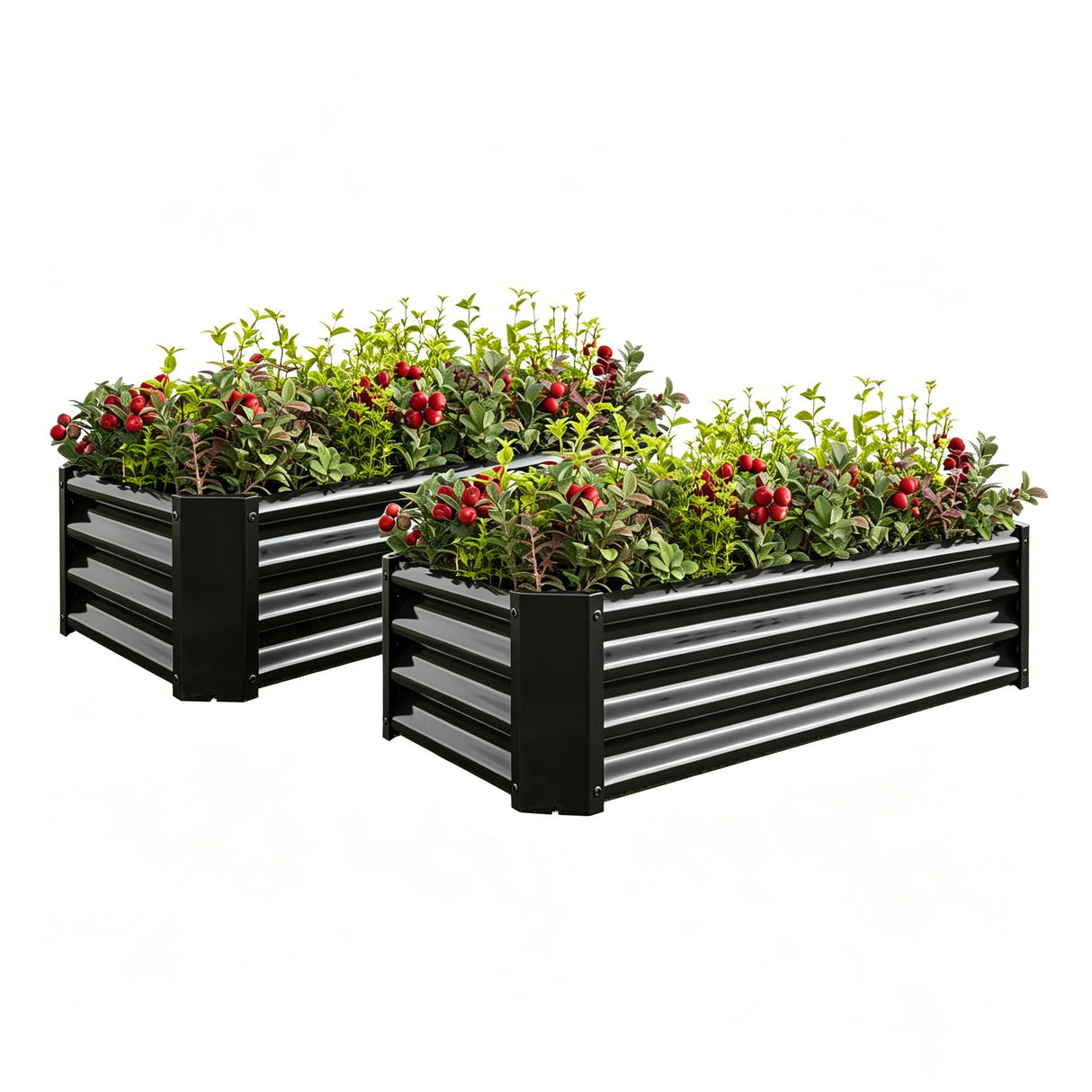 2-Piece Metal Raised Garden Bed Set
