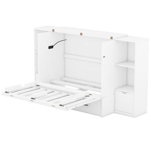 Murphy Bed With Shelves, Drawers And USB Ports