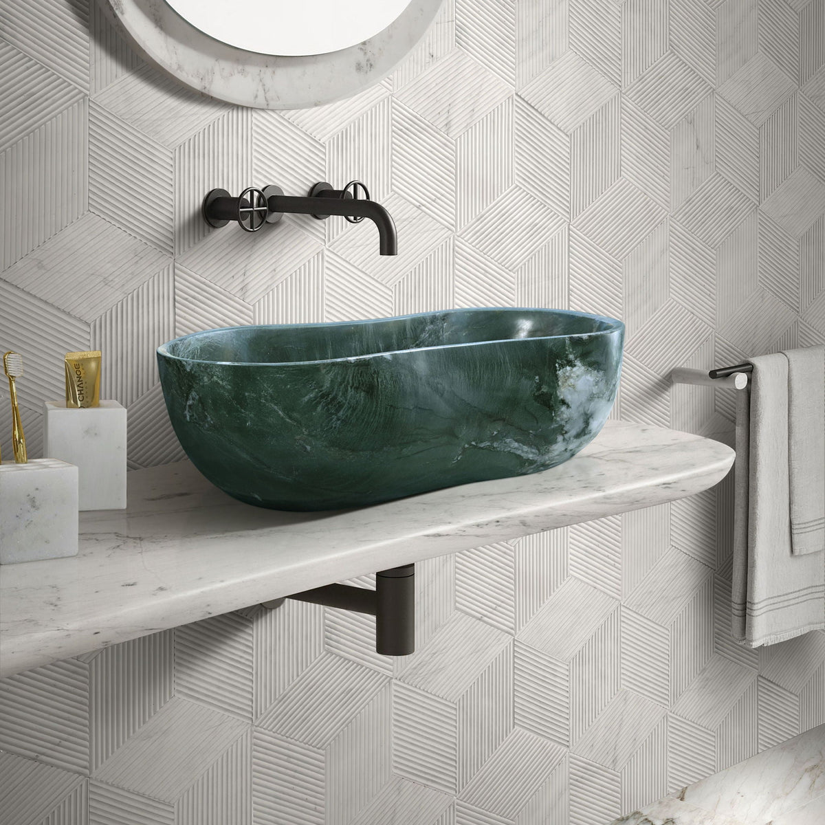 Bathroom Vessel Sink With Wavy Design