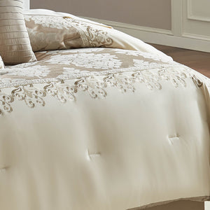 Hillcrest 9-Pc Ivory Damask Jacquard Comforter Ensemble