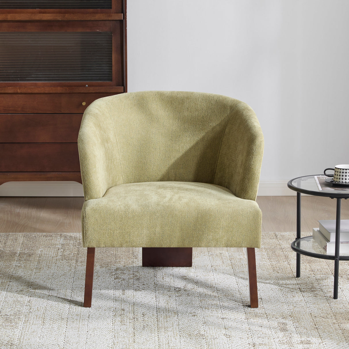 Windsor Mid-Century Accent Chair - Soft Fabric Upholstery