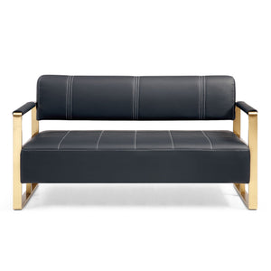 Modern Upholstery Accent Loveseat Sofa For Living Room 2 Seater With Metal Arms
