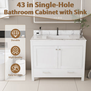 Modern 43" Bathroom Vanity with Artificial Marble Carrara