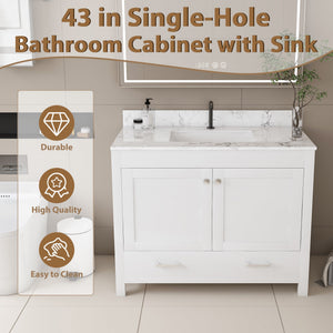 Modern 43" Bathroom Vanity with Artificial Marble Carrara