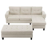 The Ashely Reversible Chenille Sectional Sofa with USB Charging Ports and Convertible Ottoman