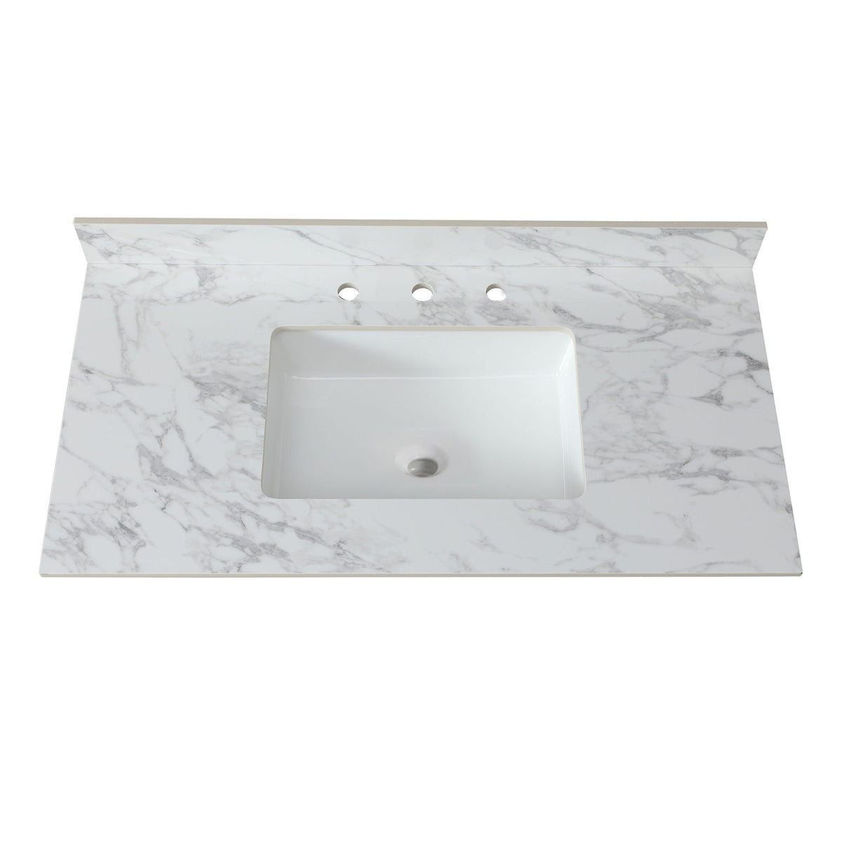 Elegant Sintered Stone Bathroom Vanity Top With Rectangular Undermount Ceramic Sink
