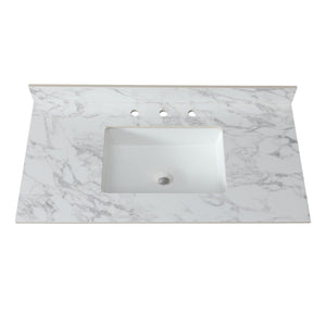 Elegant Sintered Stone Bathroom Vanity Top With Rectangular Undermount Ceramic Sink